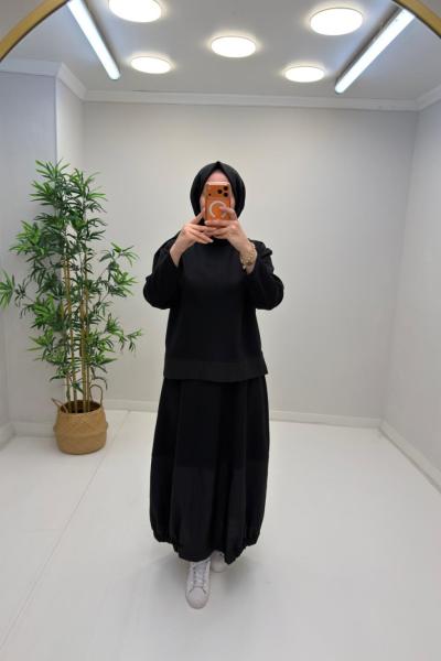 Paraşüt Detaylı Fokus Takım Siyah