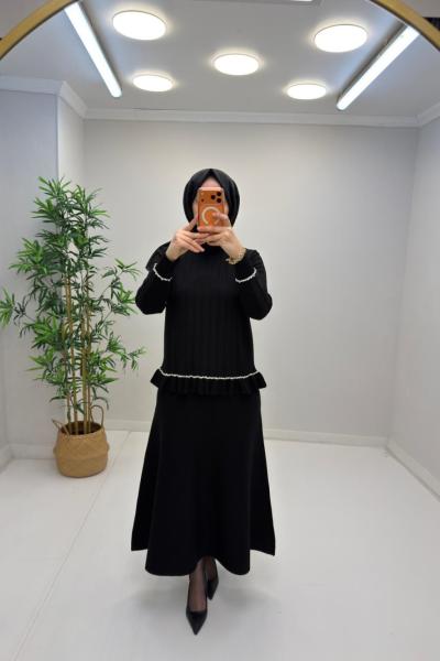 Leydi Etekli Takım Siyah