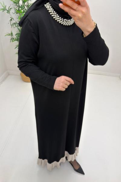 Ahsen İncili Merserize Elbise Siyah