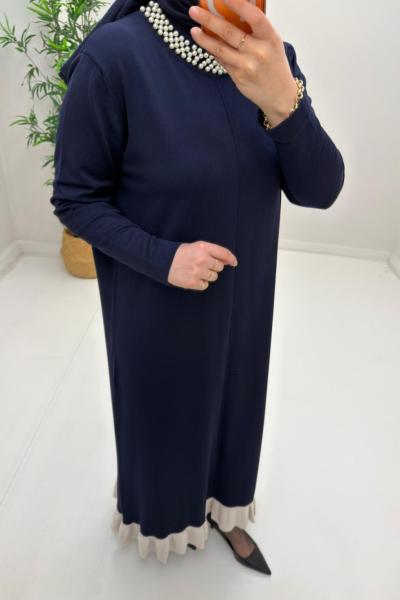 Ahsen İncili Merserize Elbise Lacivert