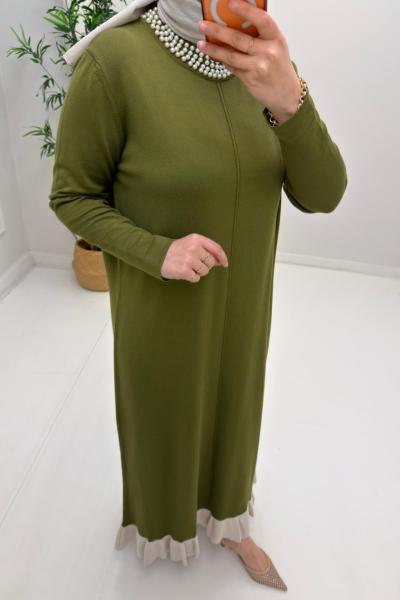 Ahsen İncili Merserize Elbise Yeşil