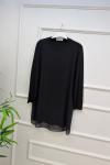 Uzun Kollu Şifon İçlik Siyah
