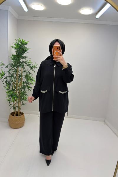 Selin Taşlı Takım Siyah