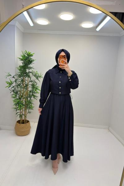 Ares Ceketli  Elbise Mavi