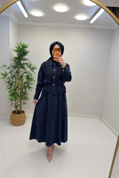 Arya Tensel Elbise Lacivert