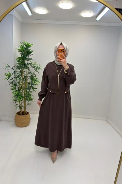 Nova Tensel Elbise Kahverengi