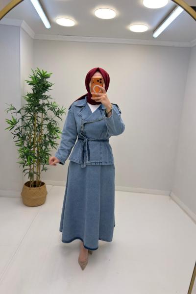 Bade Kot Etekli Takım Açık Mavi