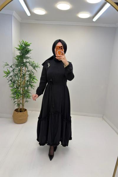 Yıldız Tensel Elbise Siyah