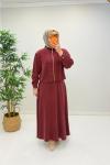 Gül Etekli Takım Bordo