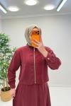 Gül Etekli Takım Bordo