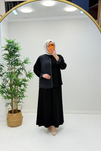 İkra Etekli Modal Takım Siyah