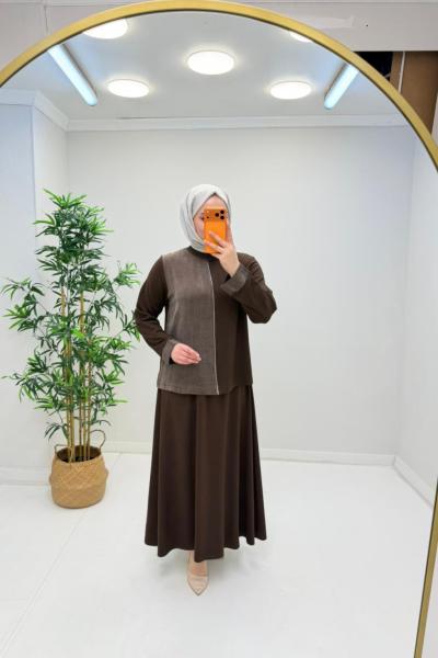 İkra Etekli Modal Takım Acı Kahve
