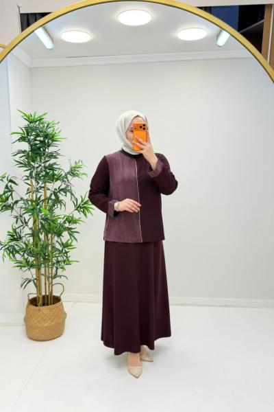 İkra Etekli Modal Takım Bordo