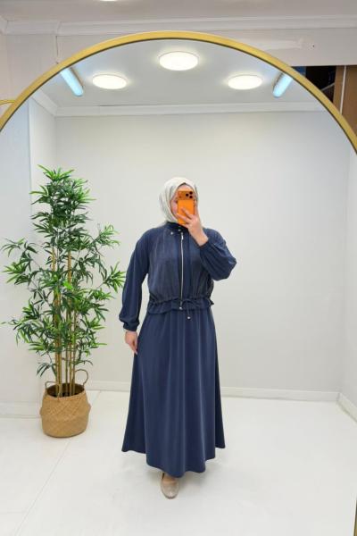 Luven Qupra Detaylı Etekli Takım Lacivert