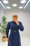 Esvet Kemer Detay Elbise  Lacivert