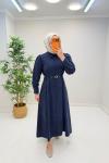 Esvet Kemer Detay Elbise  Lacivert