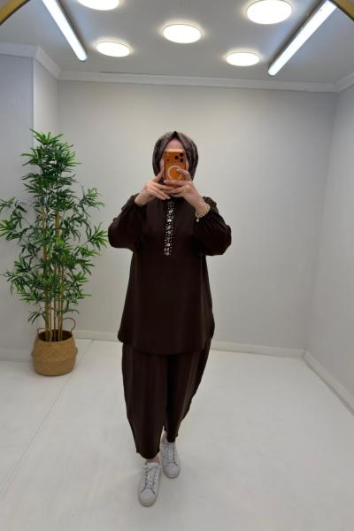 Puane Deniz Tensel Takım Kahverengi