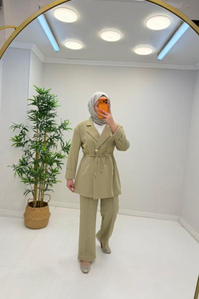 Parla Ceketli Takım  Yağ Yeşili
