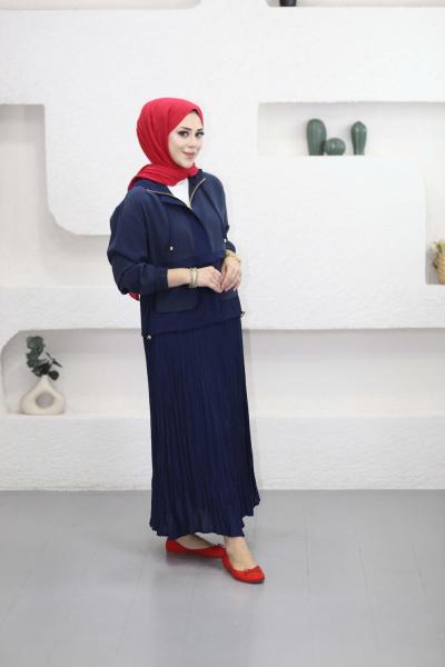 Palmiye Etekli Takım Lacivert