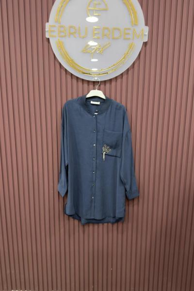 Puane Eva Tensel Gömlek Lacivert