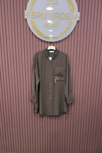 Puane Eva Tensel Gömlek Kahverengi