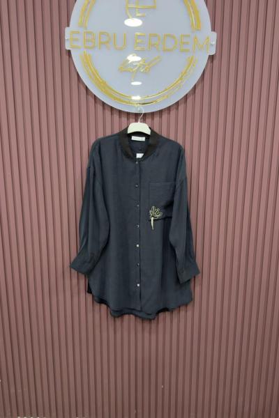 Puane Eva Tensel Gömlek Siyah