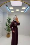 Sabina Tensel Nakış Taş Detaylı Elbise Mürdüm