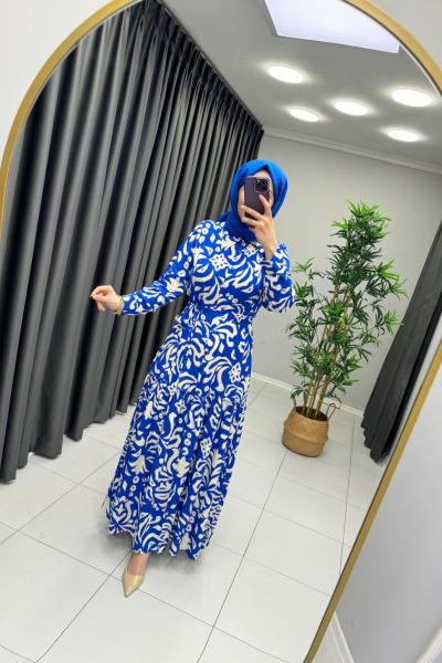 NEVA Pamuk Viskon Elbise Mavi