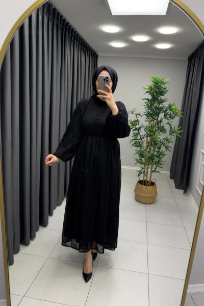 Fisto Astarlı Elbise Siyah