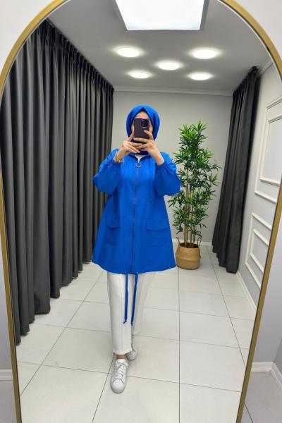 Çilek Keten Kumaş Kap Puane  Mavi