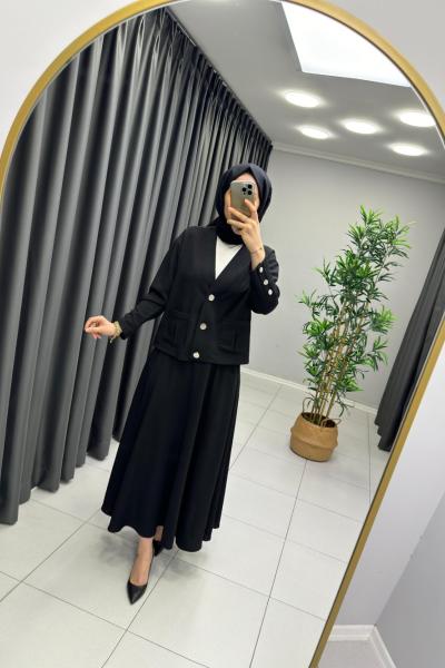 Ceketli Etekli Takım Siyah