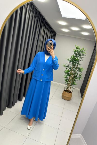 Ceketli Etekli Takım Mavi