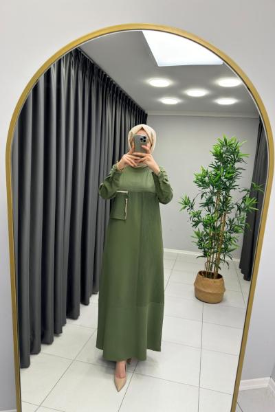 Puane Cepli Elbise Haki