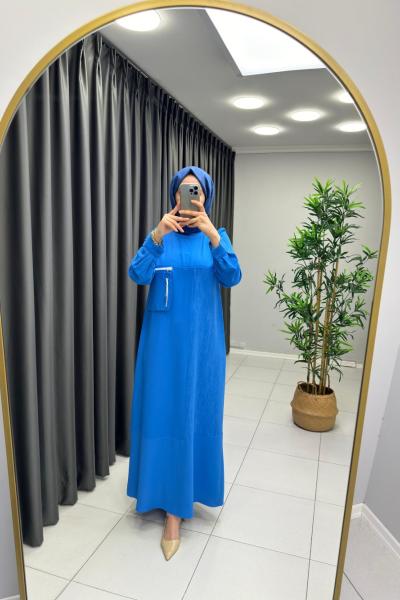 Puane Cepli Elbise Mavi