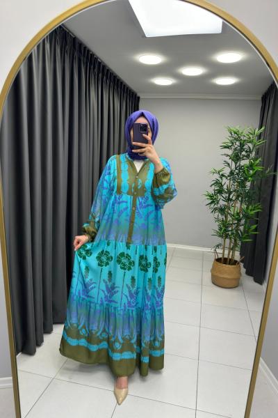 Ahu Elit Viskon Elbise  Açık Mavi