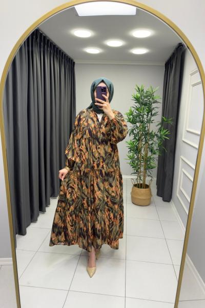 Manolya Mango Pamuk Elbise  Siyah Tarçın