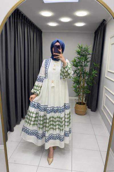 Alaçatı  Keten Astarlı Elbise  Beyaz