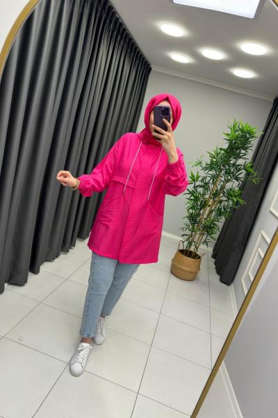 Parıltılı Çilek Kumaş Kap Fuşya