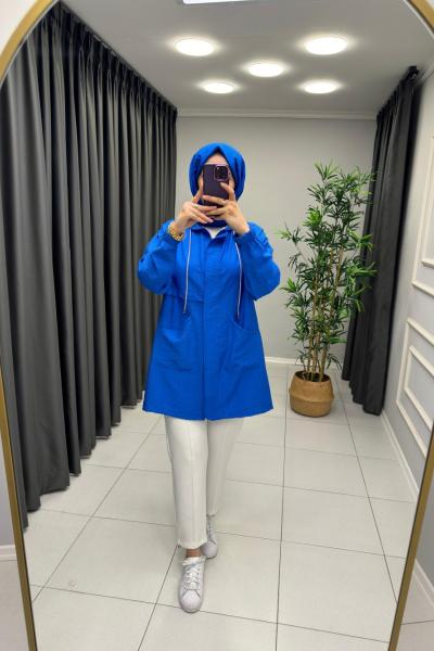 Parıltılı Çilek Kumaş Kap Saks Mavisi