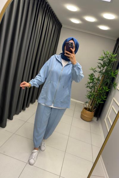 Nova Premium  Modal İpek Takım Gök Mavi