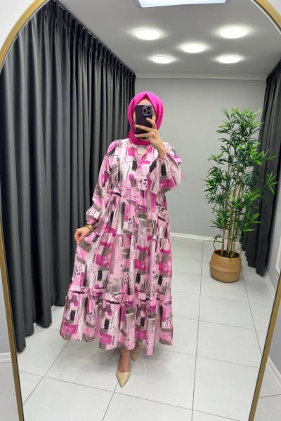 Rosa Elbise Mango Kumaş Pembe