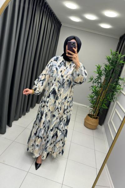 Mirebella Modal İpek Elbise  Siyah Taş