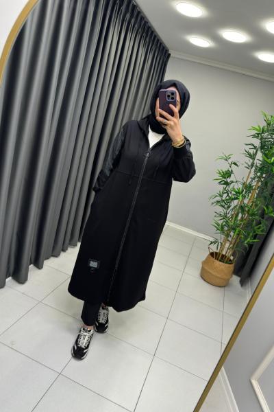 Kumaş Detaylı Puane Kap  Siyah