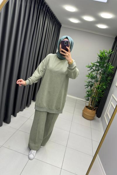 Batik Desen Takım Mint Yeşili