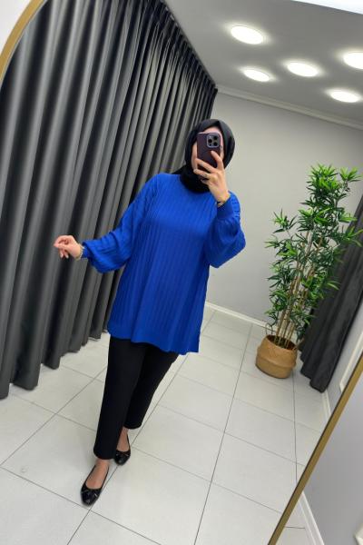 Nill Örme Triko Tunik Mavi