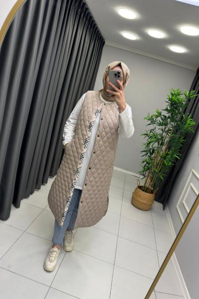 Miqa Kapitone Yelek  Taş Rengi