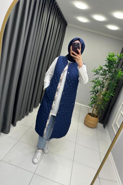 Miqa Kapitone Yelek  Lacivert