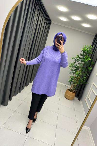 Zebra Desen Merserize Tunik Lila