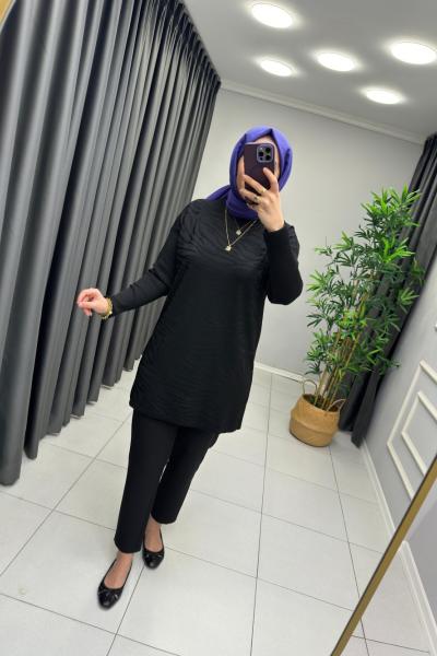 Zebra Desen Merserize Tunik Siyah