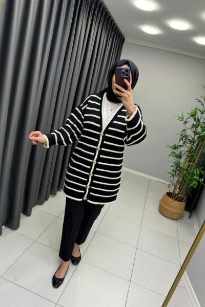 Sakallı Triko Hırka Siyah